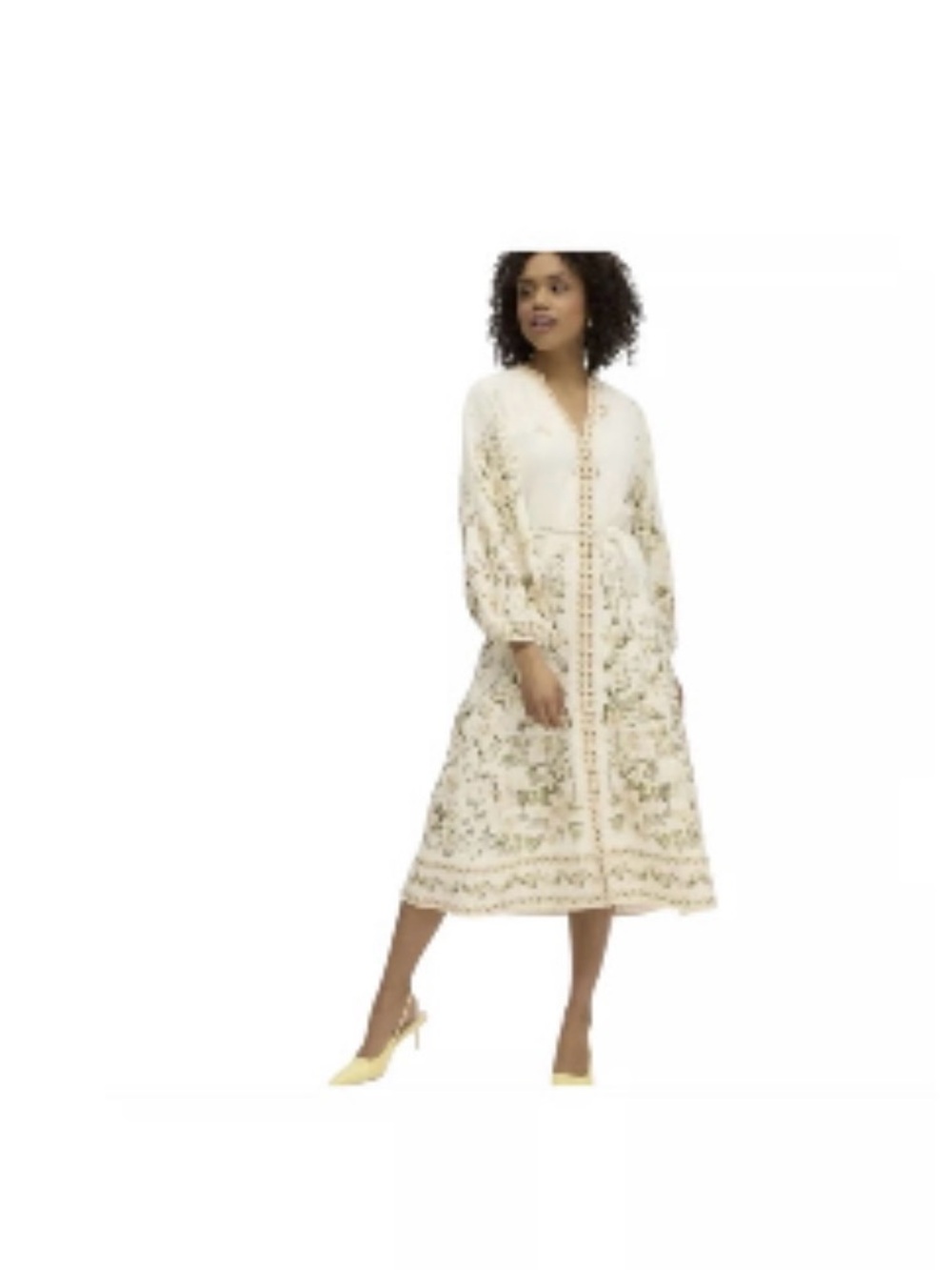 Calypso St. Barth Cream Floral-Print Linen Midi Dress - Picture 2 of 9